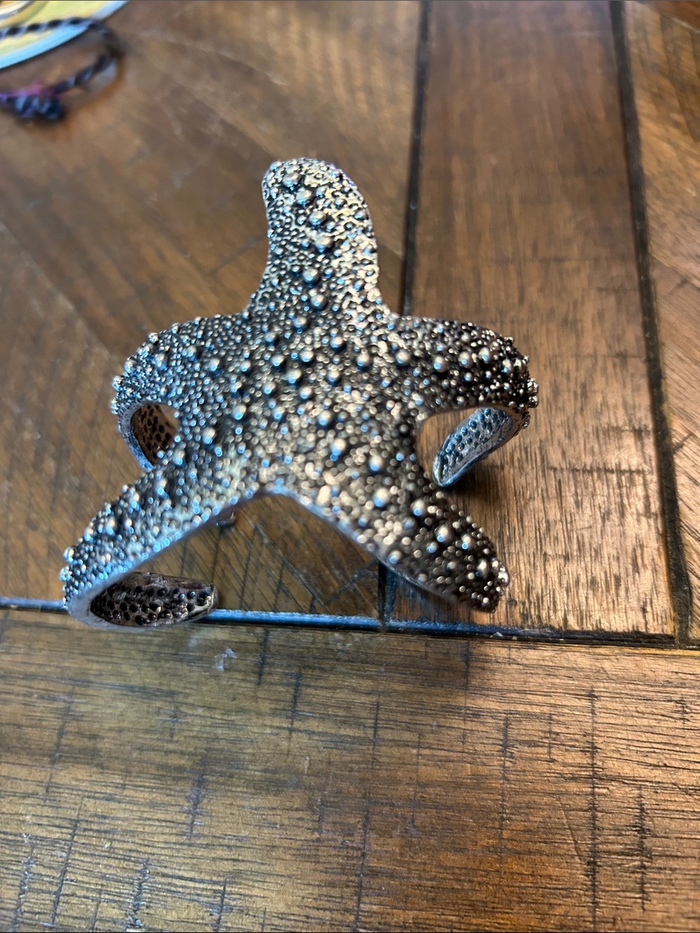 Silver Starfish Bracelet - Textured Silver Cuff